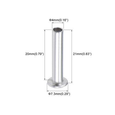 Harfington 100 Pcs  Aluminum Flat Head Semi-Tubular Rivets Silver Tone