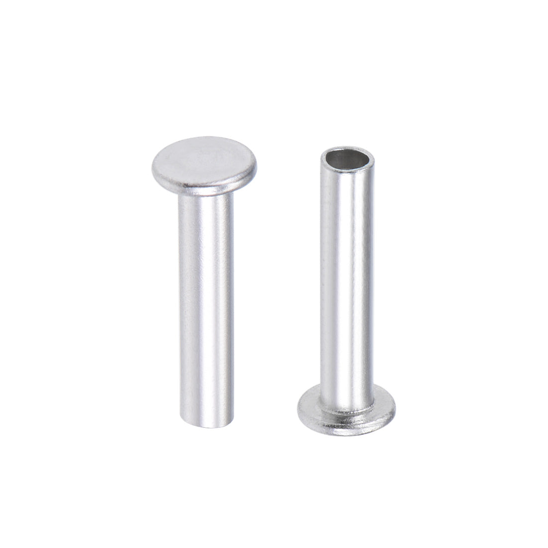 Harfington 100 Pcs  Aluminum Flat Head Semi-Tubular Rivets Silver Tone