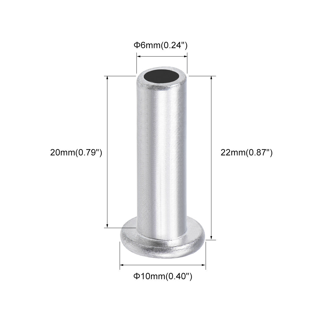 Harfington 100 Pcs  Aluminum Flat Head Semi-Tubular Rivets Silver Tone