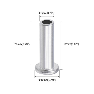 Harfington 100 Pcs  Aluminum Flat Head Semi-Tubular Rivets Silver Tone