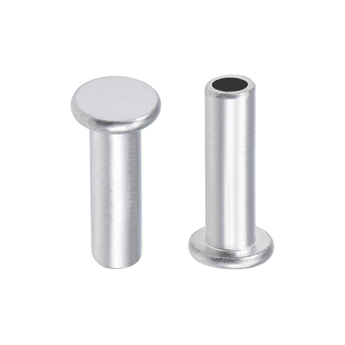 Harfington 100 Pcs  Aluminum Flat Head Semi-Tubular Rivets Silver Tone