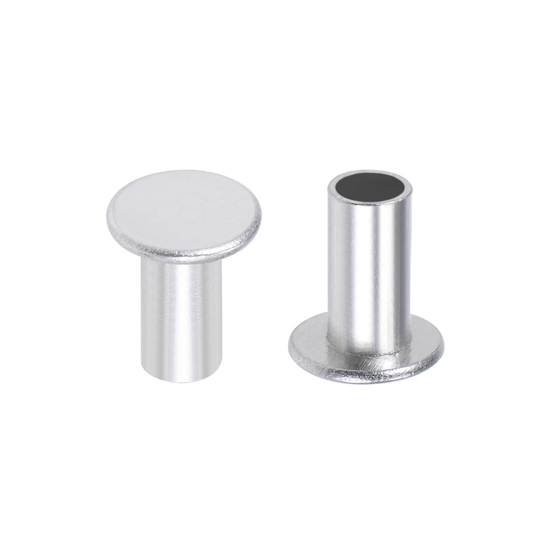 Harfington 100 Pcs  Aluminum Flat Head Semi-Tubular Rivets Silver Tone