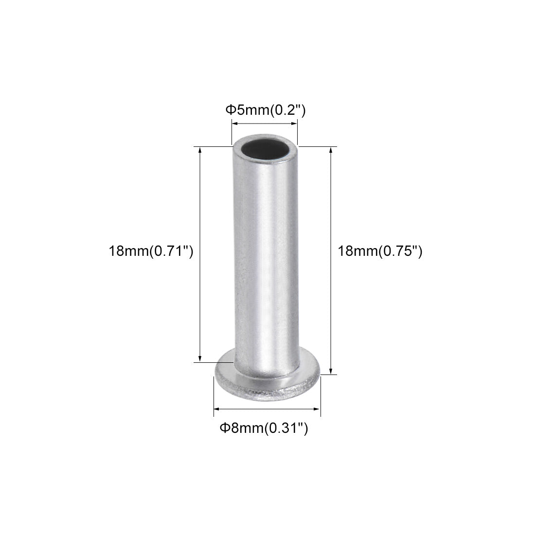 Harfington 100 Pcs  Aluminum Flat Head Semi-Tubular Rivets Silver Tone