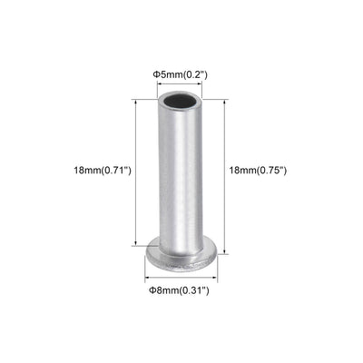 Harfington 100 Pcs  Aluminum Flat Head Semi-Tubular Rivets Silver Tone