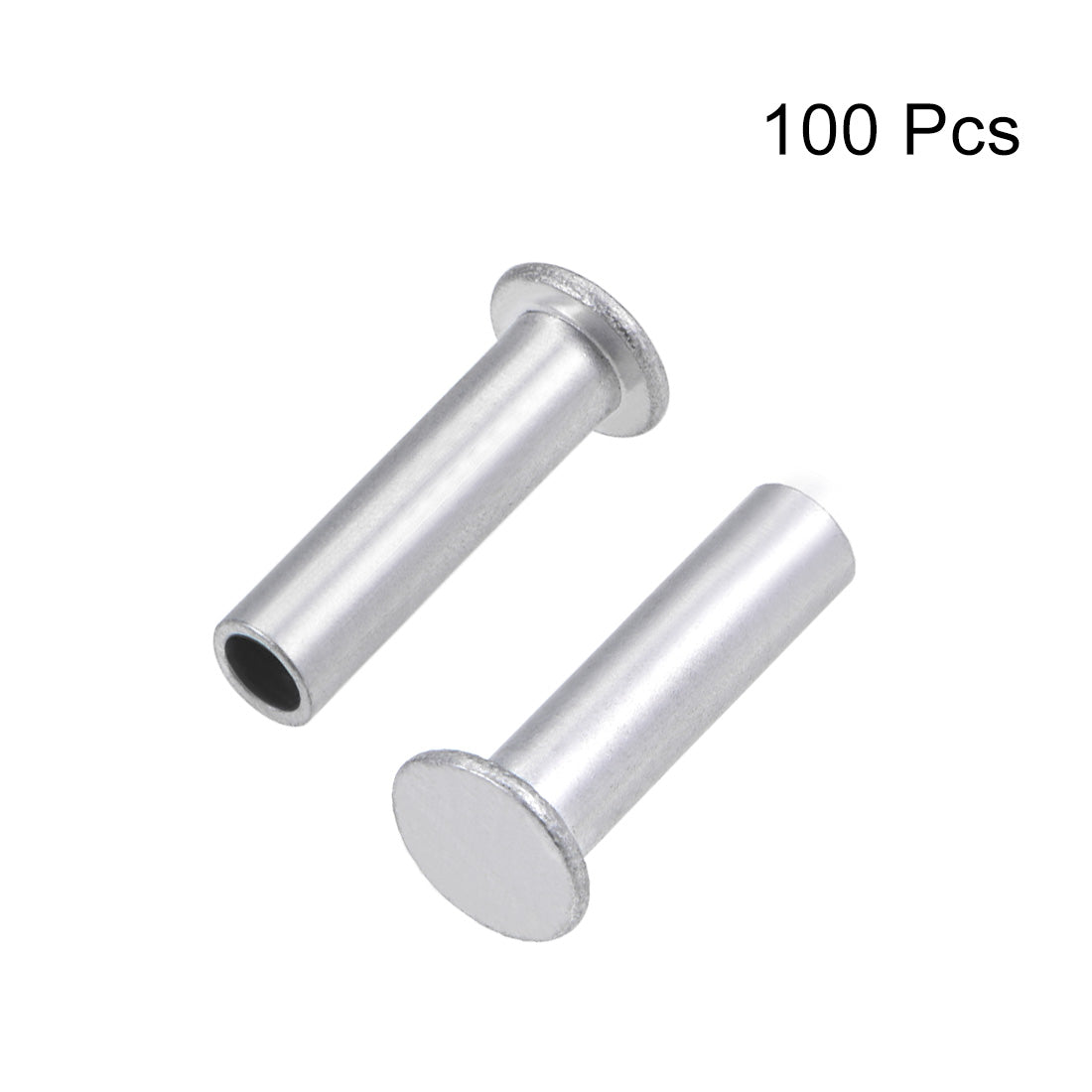 Harfington 100 Pcs  Aluminum Flat Head Semi-Tubular Rivets Silver Tone