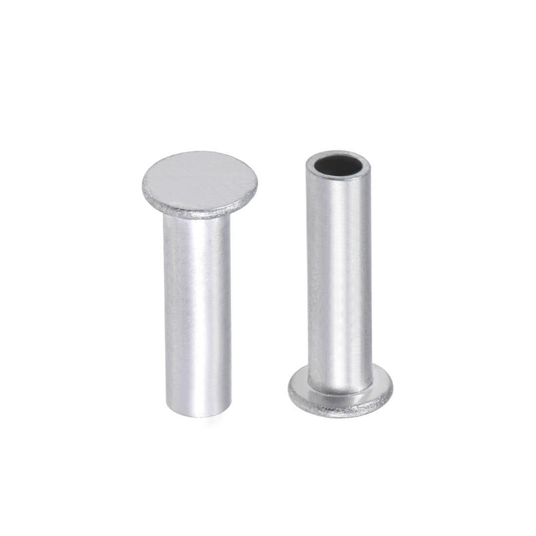 Harfington 100 Pcs  Aluminum Flat Head Semi-Tubular Rivets Silver Tone