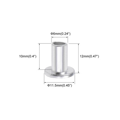Harfington 100 Pcs  Aluminum Flat Head Semi-Tubular Rivets Silver Tone