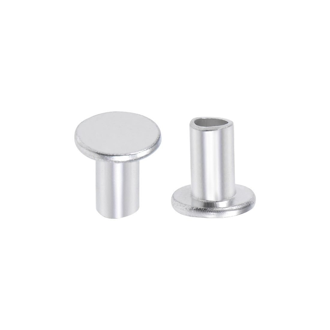 Harfington 100 Pcs  Aluminum Flat Head Semi-Tubular Rivets Silver Tone