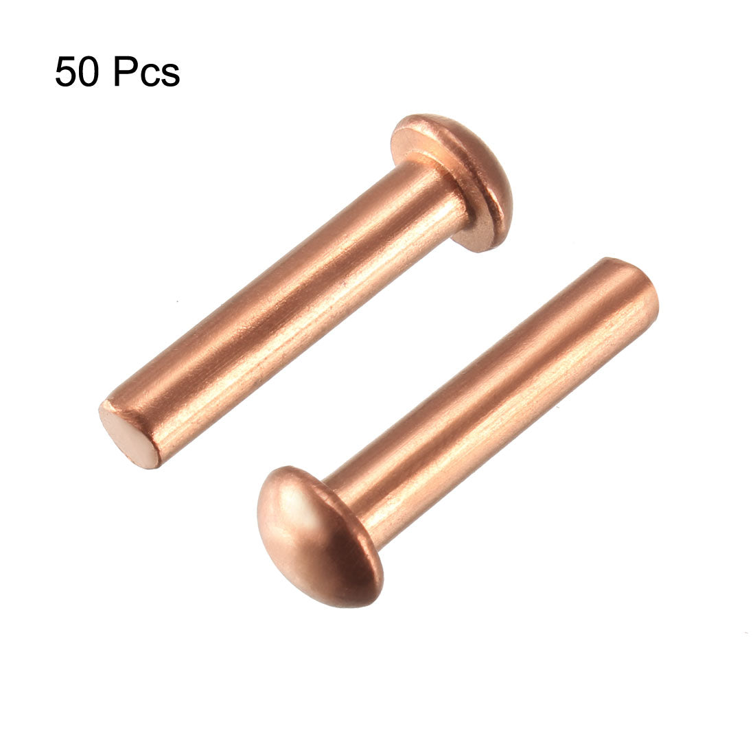 Harfington 50 Pcs 5/32" x 45/64" Round Head Copper Solid Rivets Fasteners