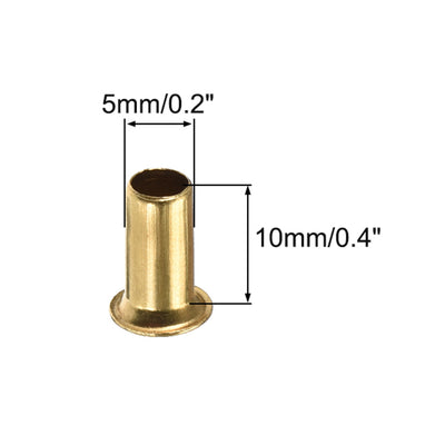 Harfington Hollow Rivet,5mm x 10mm Through Hole Copper Hollow Rivets Grommets Double-sided Circuit Board PCB 200Pcs