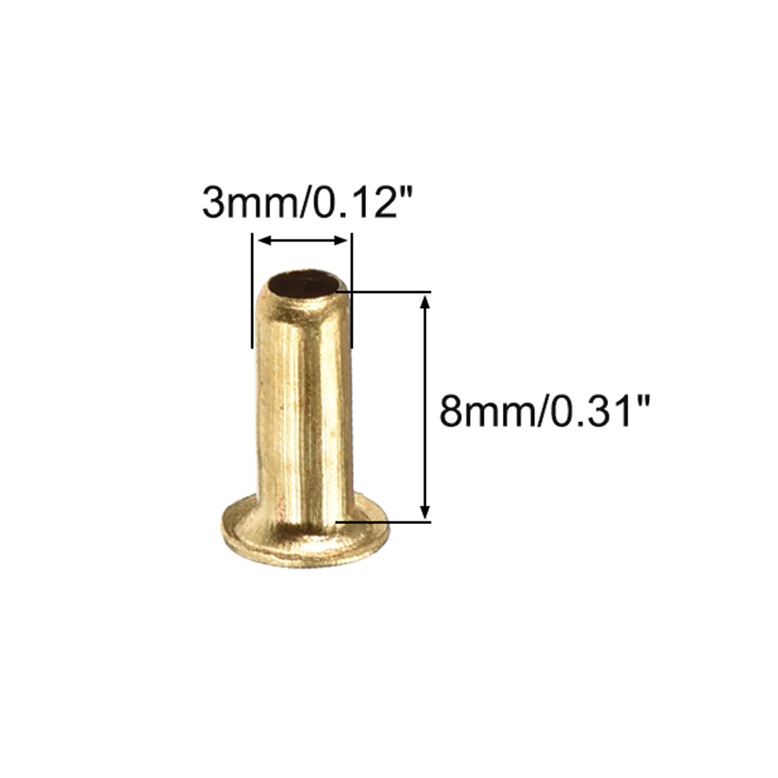 Harfington Hollow Rivet,3mm x 8mm Through Hole Copper Hollow Rivets Grommets Double-sided Circuit Board PCB 200Pcs