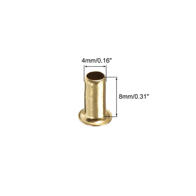 Harfington Hollow Rivet,4mm x 8mm Through Hole Copper Hollow Rivets Grommets Double-sided Circuit Board PCB 200Pcs