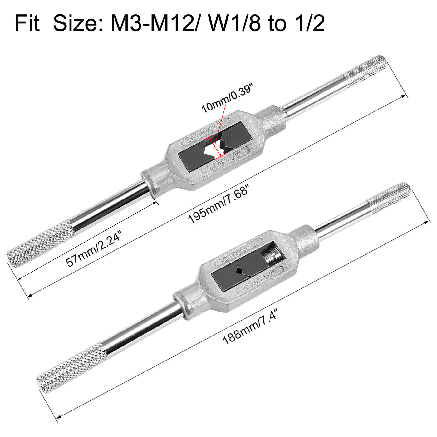 Harfington Tap Wrench Handle M3-M12 W1/8-1/2 Adjustable Bar  Holder Straight Tapping Wrench