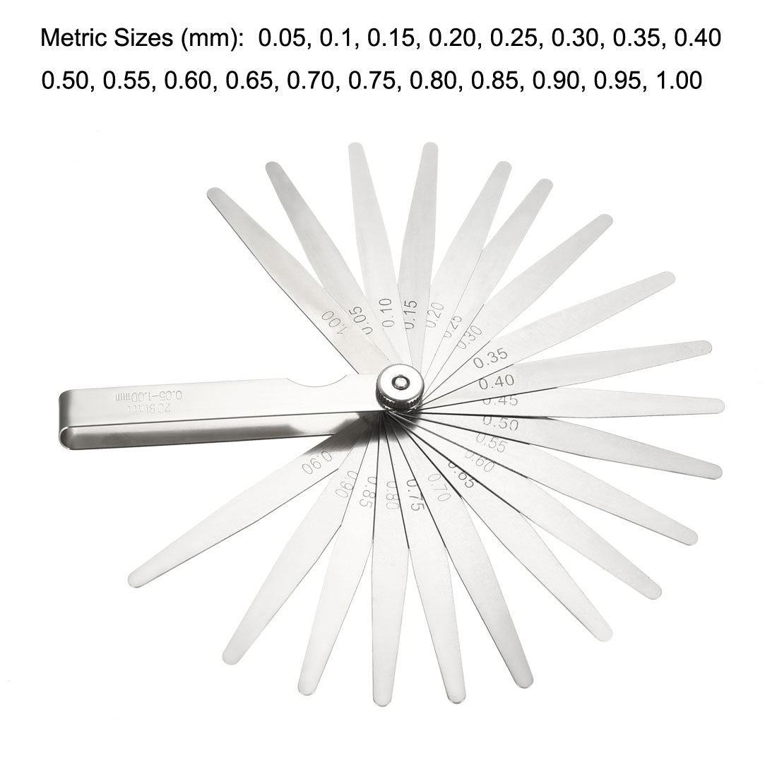 Harfington Feeler Gauge 0.05-1.0mm 20 Pieces Stainless Steel Thickness Gauge for Measuring Gap Width Thickness