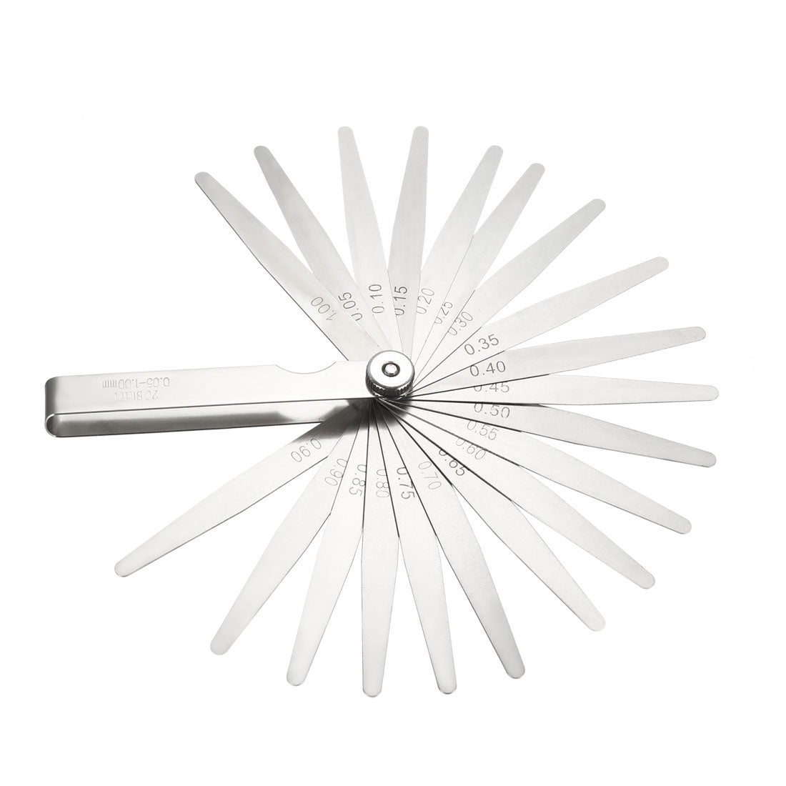 Harfington Feeler Gauge 0.05-1.0mm 20 Pieces Stainless Steel Thickness Gauge for Measuring Gap Width Thickness