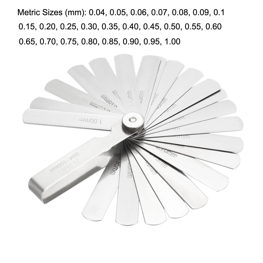Harfington Feeler Gauge 0.04-1.0mm 25 Pieces Stainless Steel Thickness Gauge for Measuring Gap Width Thickness