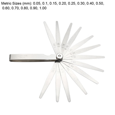 Harfington Feeler Gauge 0.05-1.0mm 13 Pieces Stainless Steel Thickness Gauge for Measuring Gap Width Thickness