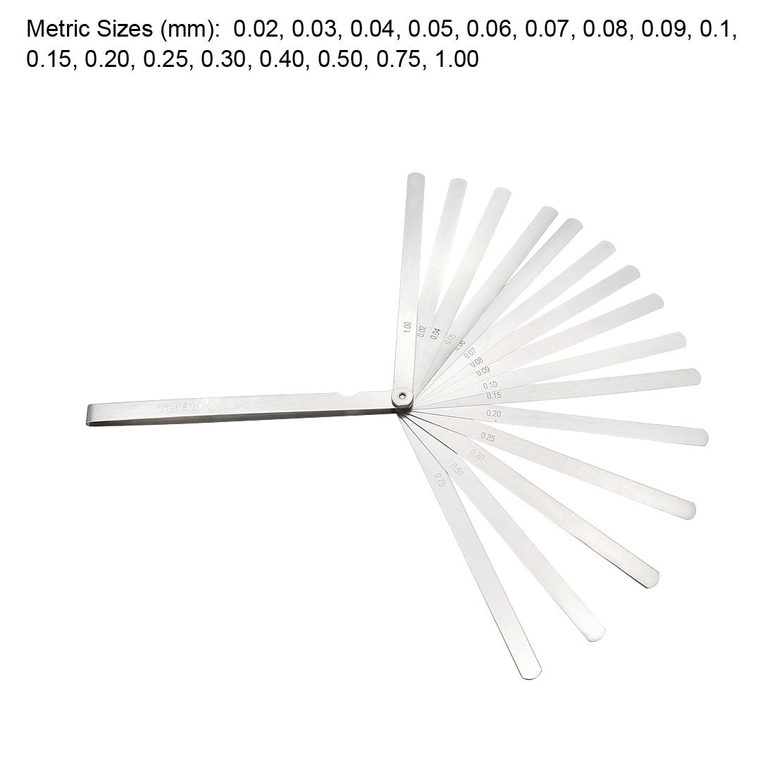 Harfington Feeler Gauge 0.02-1.0mm 17 Pieces Stainless Steel Thickness Gauge for Measuring Gap Width Thickness 200mm Length