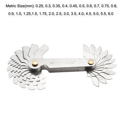 Harfington Thread Gauge Pitch Cutting Gages Measuring Tool 24Pcs Metric 60°