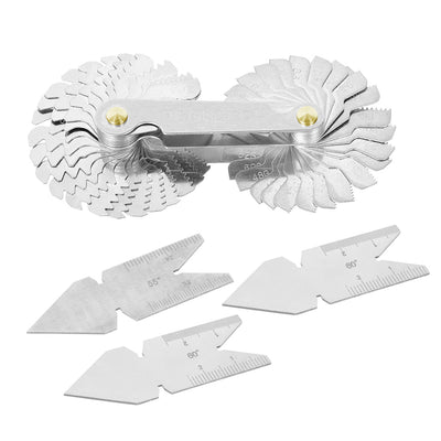 Harfington Thread Gauge Pitch Cutting Gages Measuring Tool Centre Gage 52Pcs Metric 60° Whitworth 55° with 3pcs Center Gauge