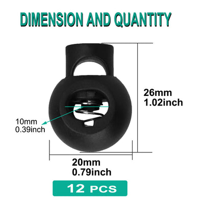 Harfington 12pcs Plastic Cord Lock Stopper End Spring Fastener Organizers Black