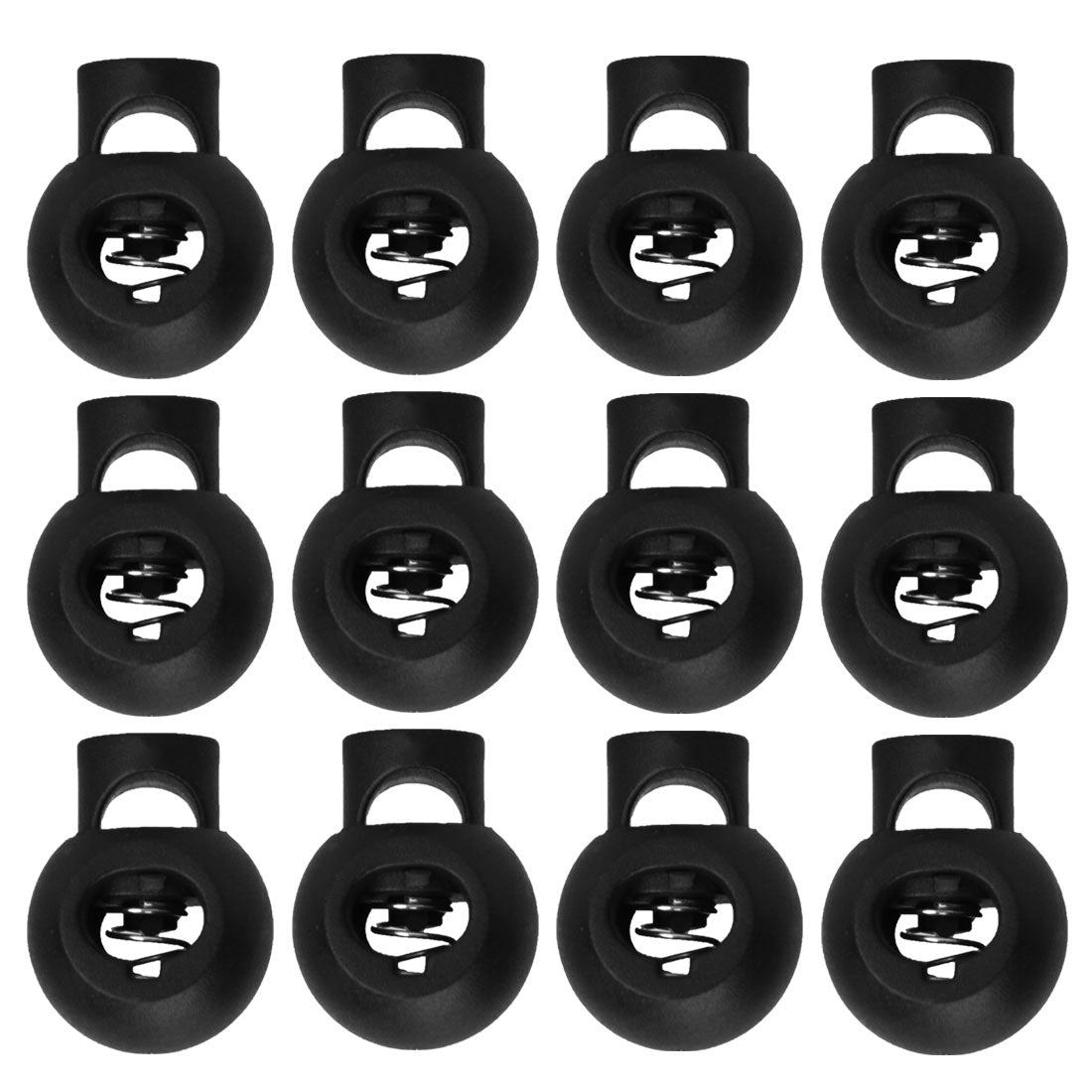 Harfington 12pcs Plastic Cord Lock Stopper End Spring Fastener Organizers Black