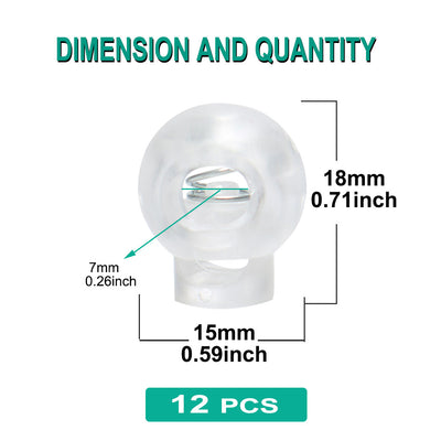 Harfington 12pcs Plastic Cord Lock Stopper End Spring Fastener Organizer Clear