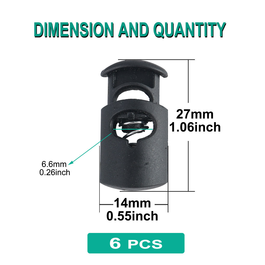 Harfington 6pcs Plastic Cord Lock Stoppers Spring End Toggle Fastener Slider Organizer