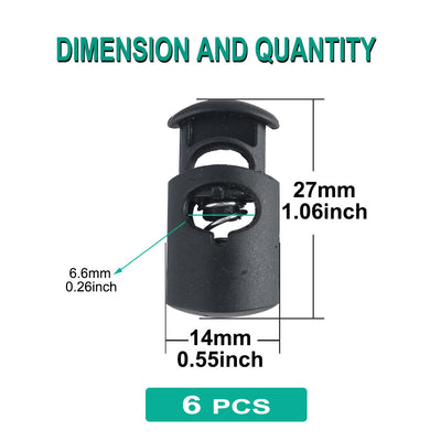 Harfington 6pcs Plastic Cord Lock Stoppers Spring End Toggle Fastener Slider Organizer