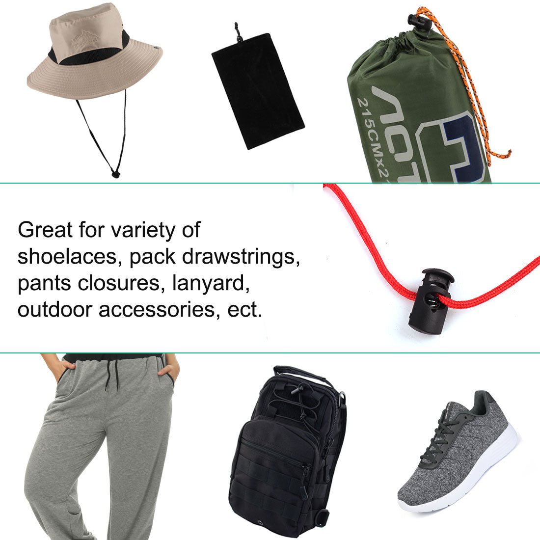 Harfington 6pcs Plastic Cord Lock Stoppers Spring End Toggle Fastener Slider Organizer