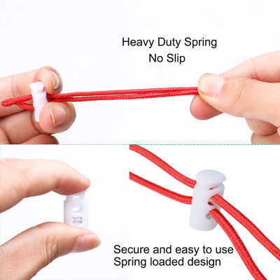 Harfington 12pcs Plastic White Cord Lock Stopper End Spring Toggle Slider Organizers