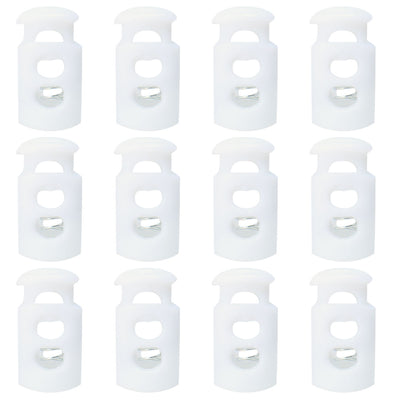 Harfington 12pcs Plastic White Cord Lock Stopper End Spring Toggle Slider Organizers