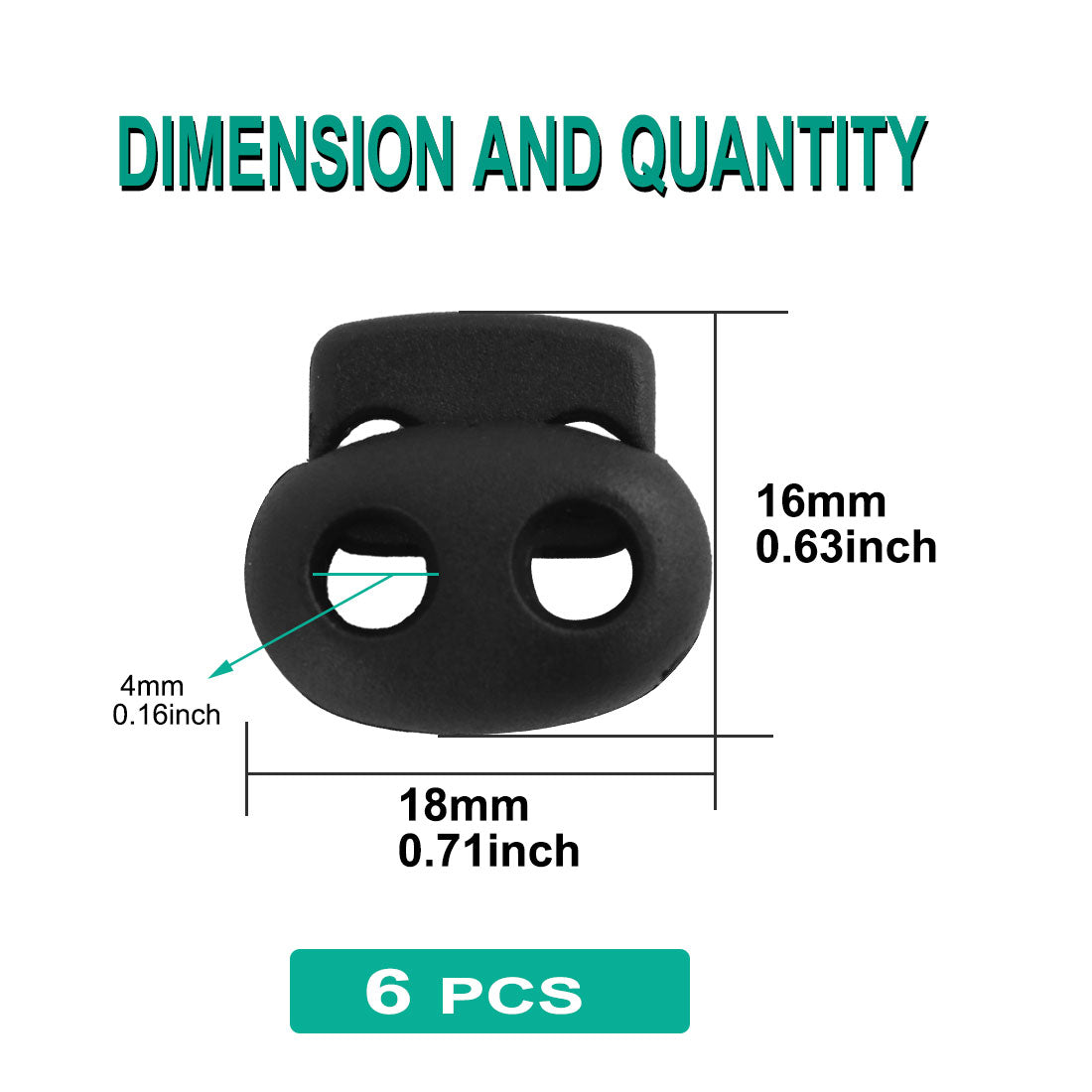 Harfington 6pcs Plastic Spring Cord Locks Double Hole End Rope Fastener Slider