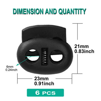 Harfington 6pcs Plastic Spring Cord Locks Double Hole End Rope Fastener Slider