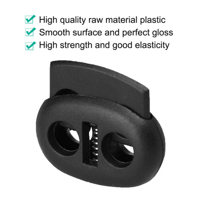 Harfington 6pcs Plastic Spring Cord Locks Double Hole End Rope Fastener Slider