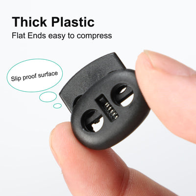 Harfington 6pcs Plastic Spring Cord Locks Double Hole End Rope Fastener Slider