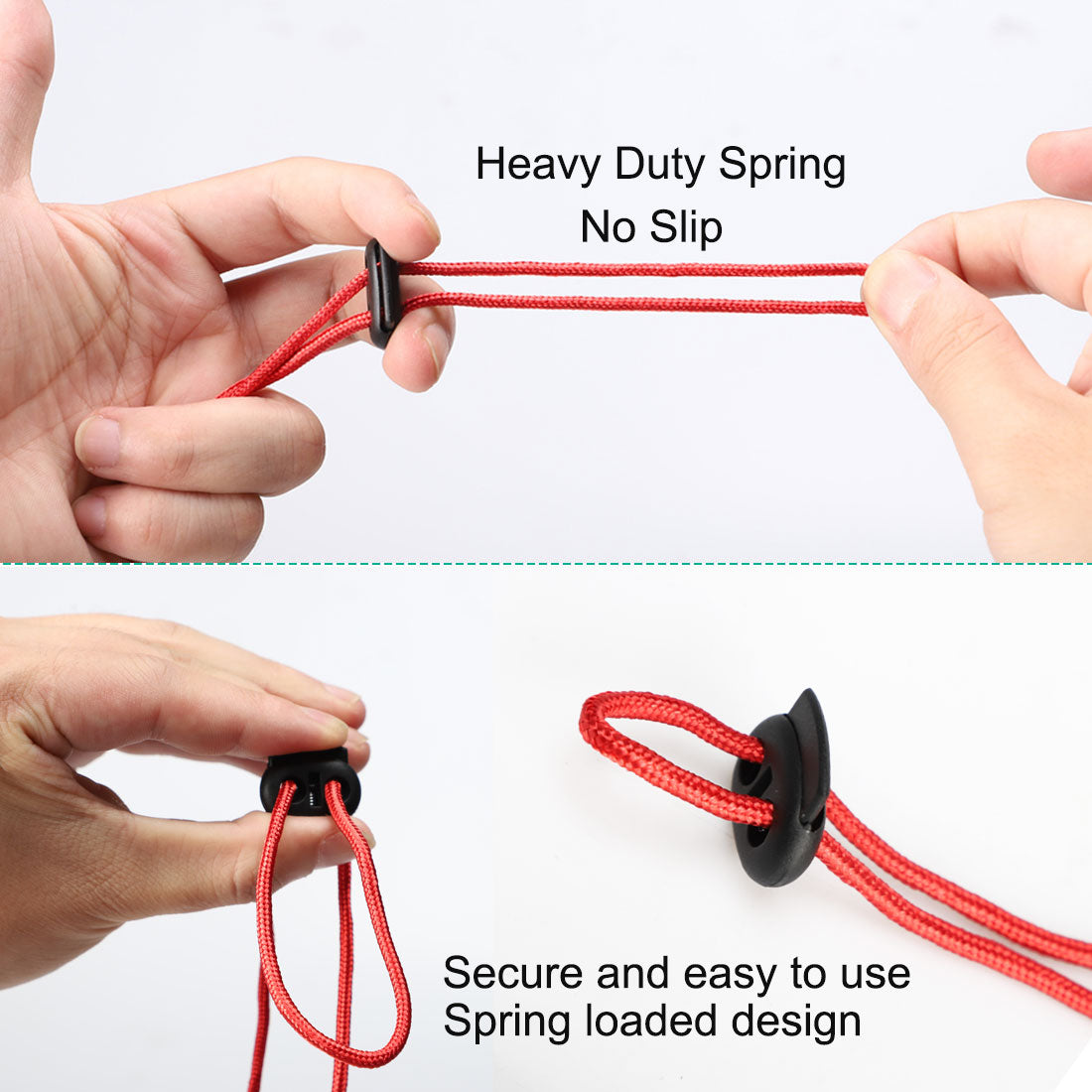 Harfington 6pcs Plastic Spring Cord Locks Double Hole End Rope Fastener Slider