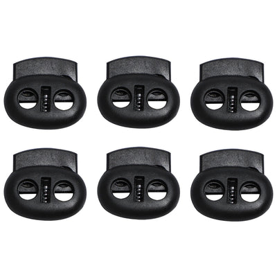 Harfington 6pcs Plastic Spring Cord Locks Double Hole End Rope Fastener Slider