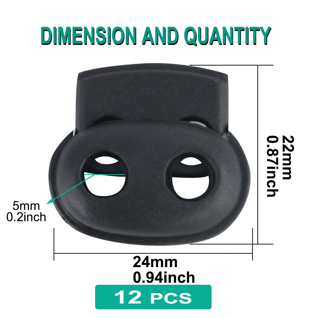 Harfington 12 Pcs Plastic Cord Locks Double Hole Stopper Spring Toggle Fastener