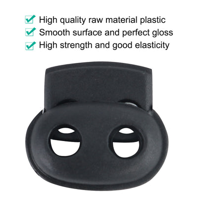 Harfington 12 Pcs Plastic Cord Locks Double Hole Stopper Spring Toggle Fastener