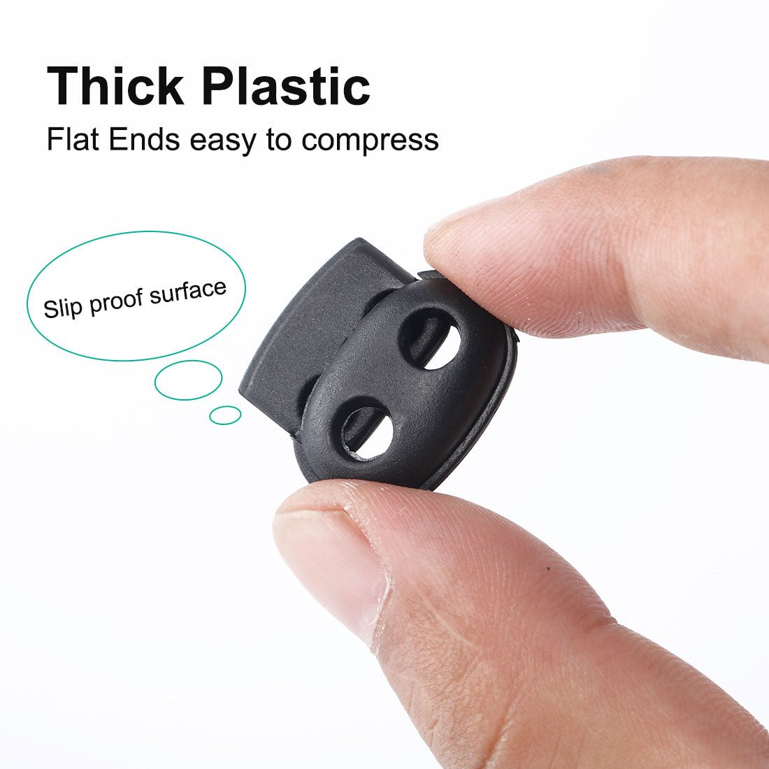 Harfington 12 Pcs Plastic Cord Locks Double Hole Stopper Spring Toggle Fastener