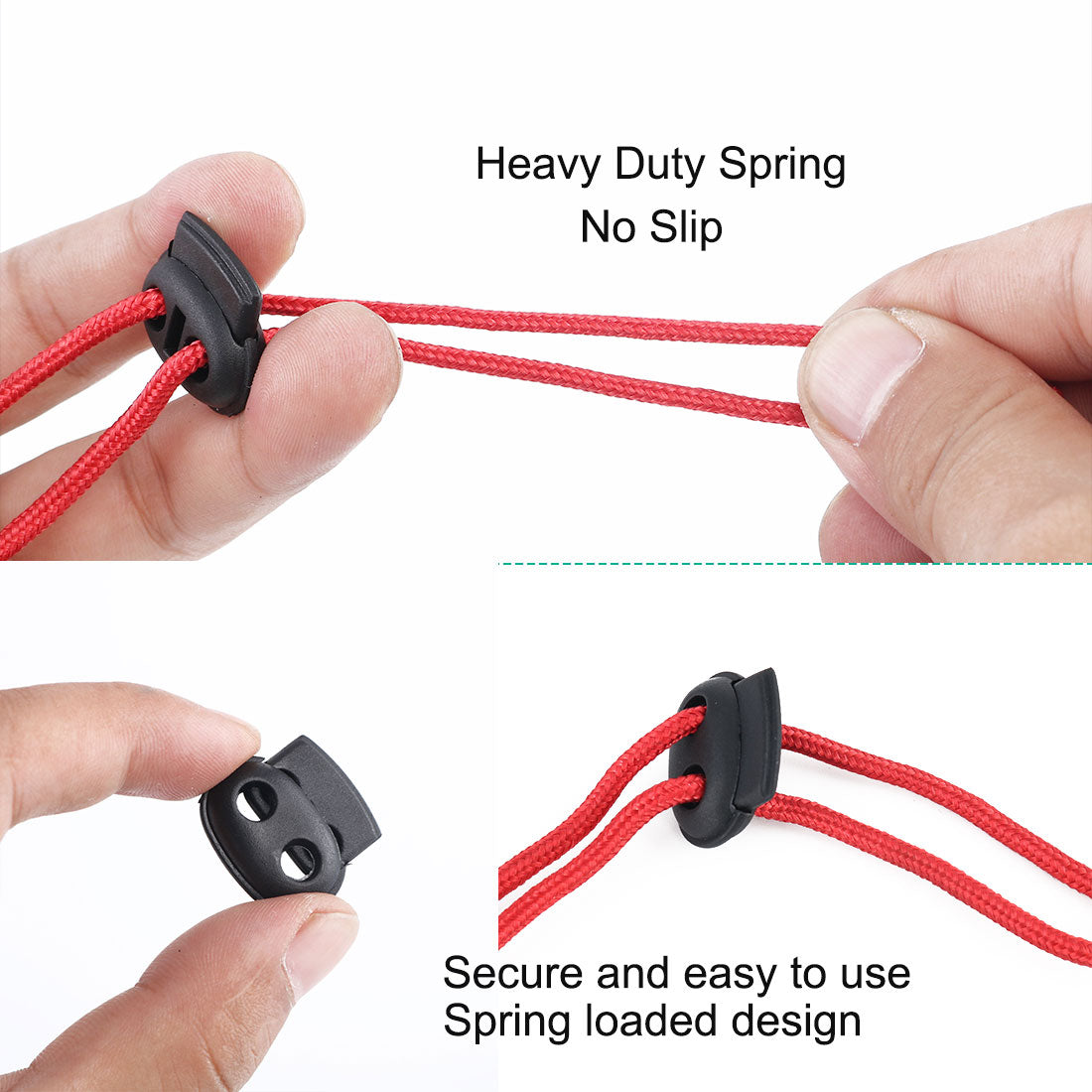 Harfington 12 Pcs Plastic Cord Locks Double Hole Stopper Spring Toggle Fastener