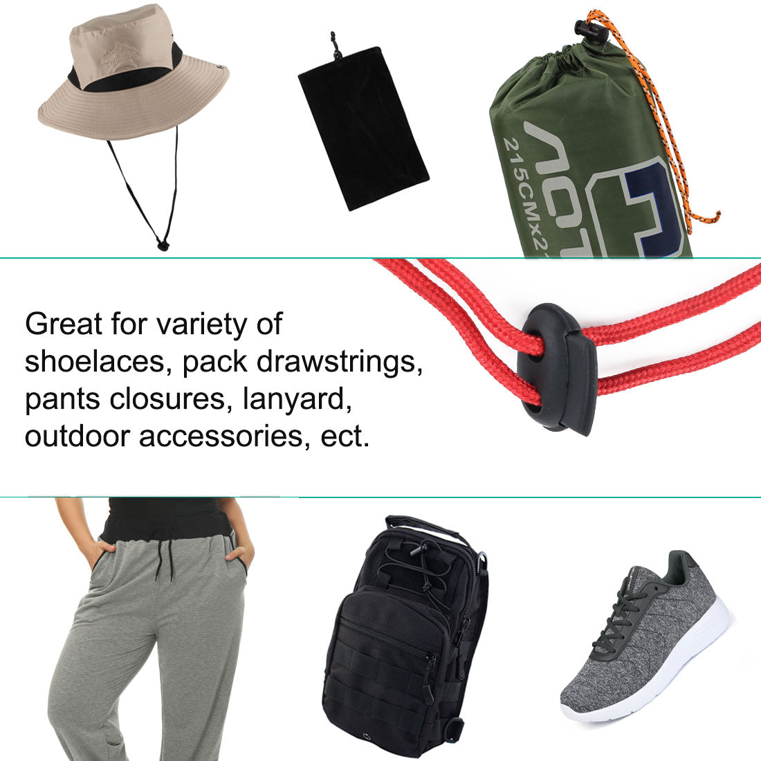 Harfington 12 Pcs Plastic Cord Locks Double Hole Stopper Spring Toggle Fastener