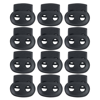 Harfington 12 Pcs Plastic Cord Locks Double Hole Stopper Spring Toggle Fastener