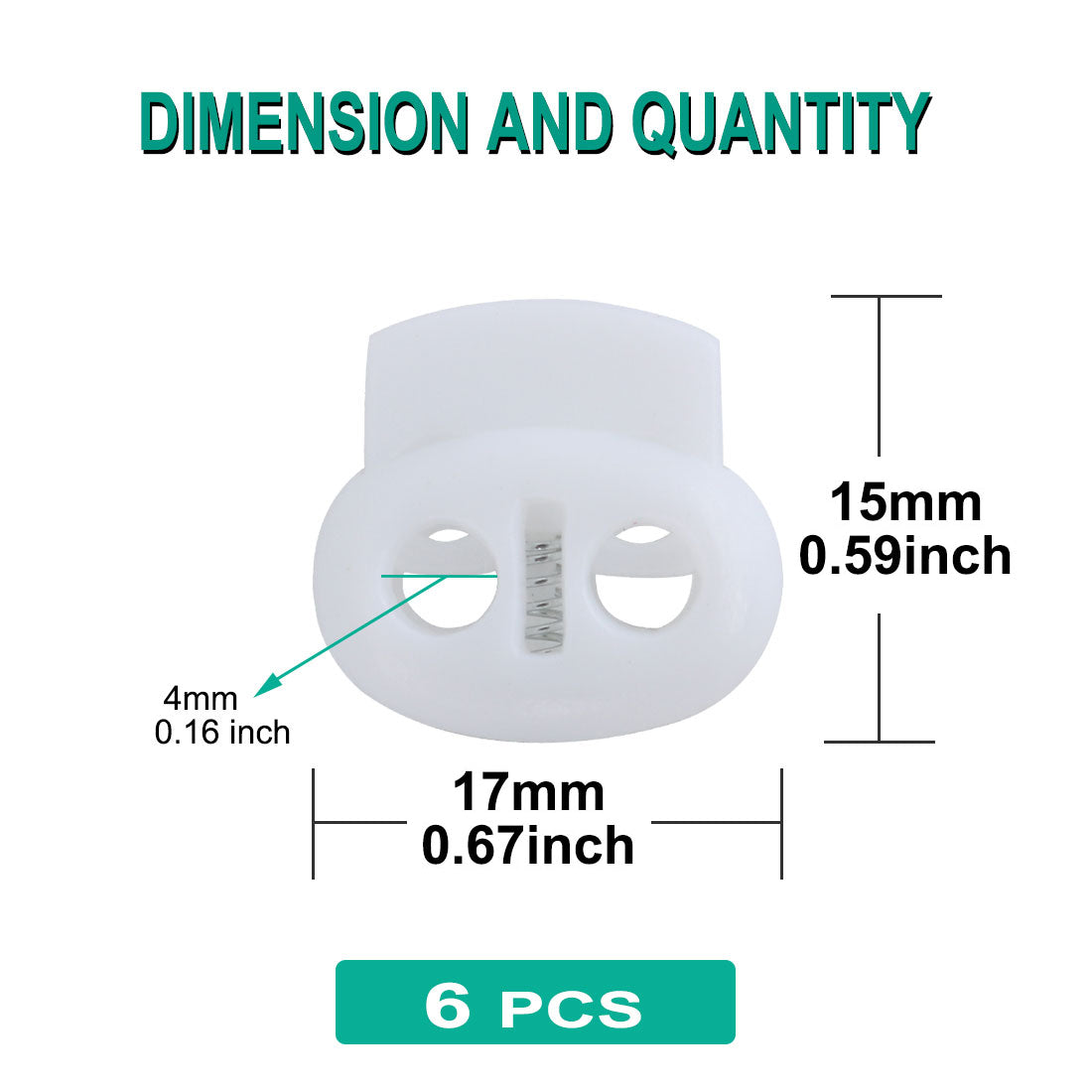Harfington 6pcs Plastic Spring Cord Locks Double Hole End Rope Fastener Slider