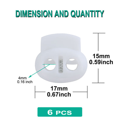 Harfington 6pcs Plastic Spring Cord Locks Double Hole End Rope Fastener Slider