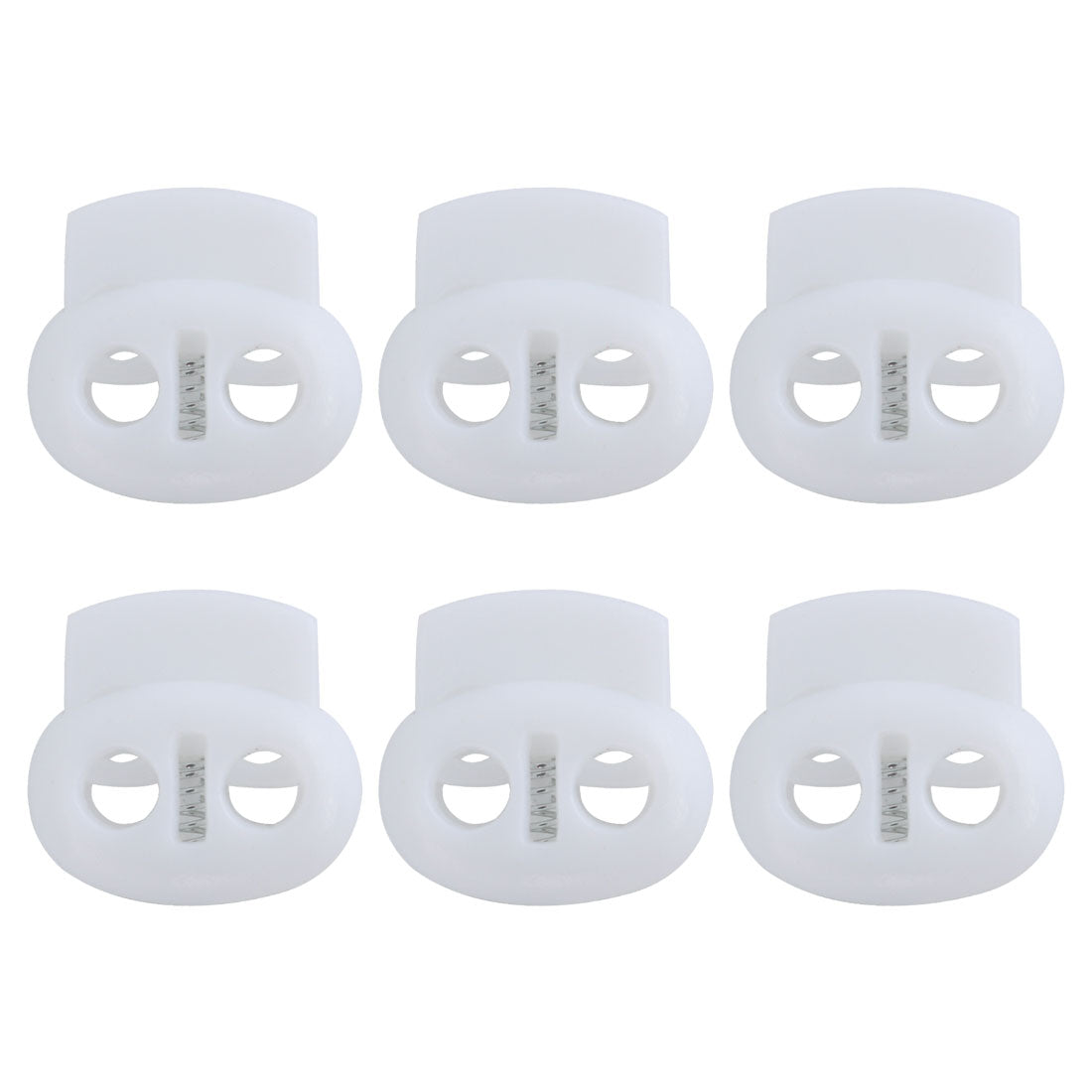 Harfington 6pcs Plastic Spring Cord Locks Double Hole End Rope Fastener Slider