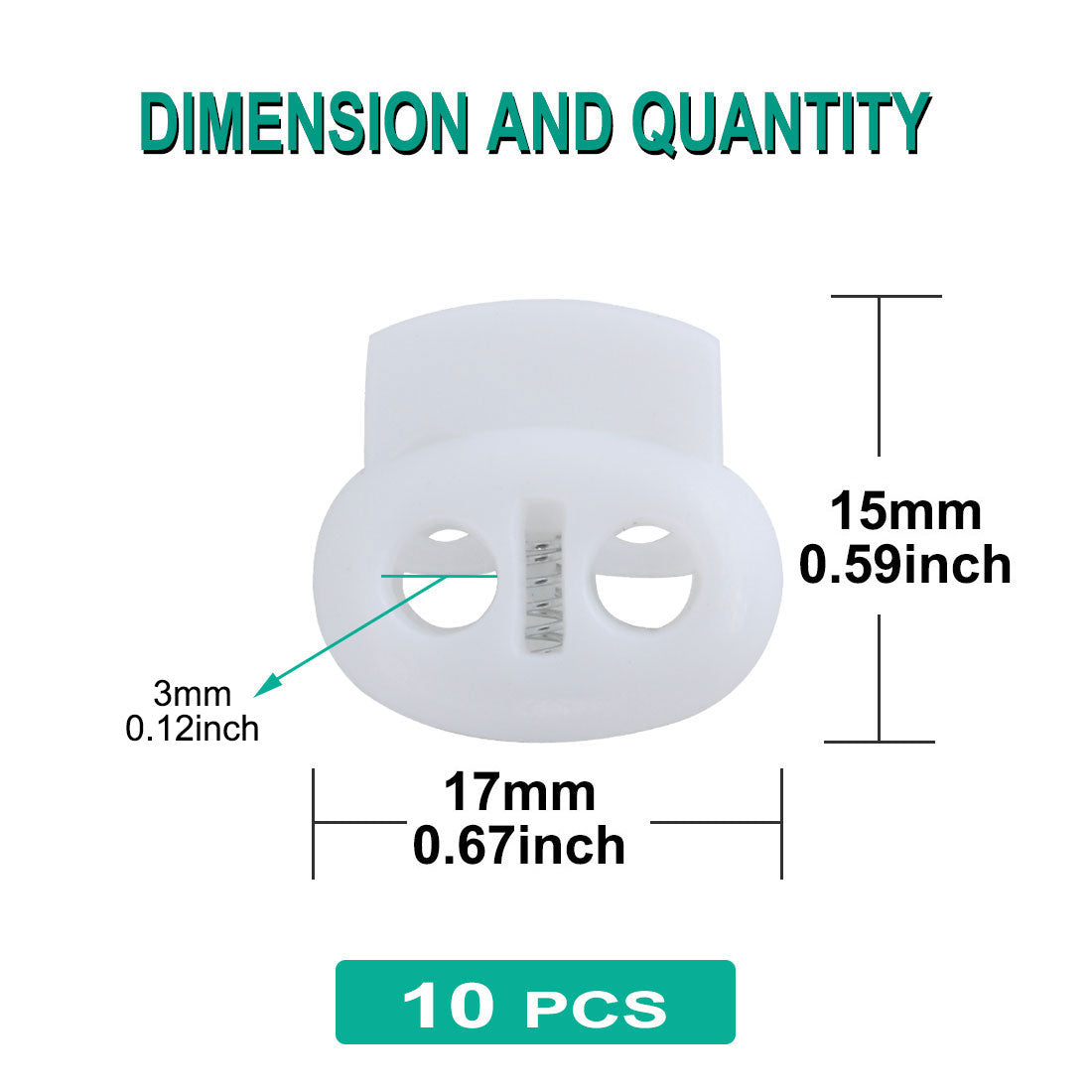 Harfington 10pcs Plastic Spring Cord Locks Double Hole End Rope Fastener Slider