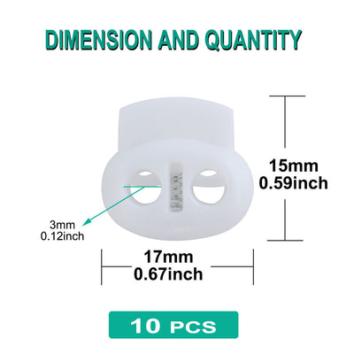 Harfington 10pcs Plastic Spring Cord Locks Double Hole End Rope Fastener Slider