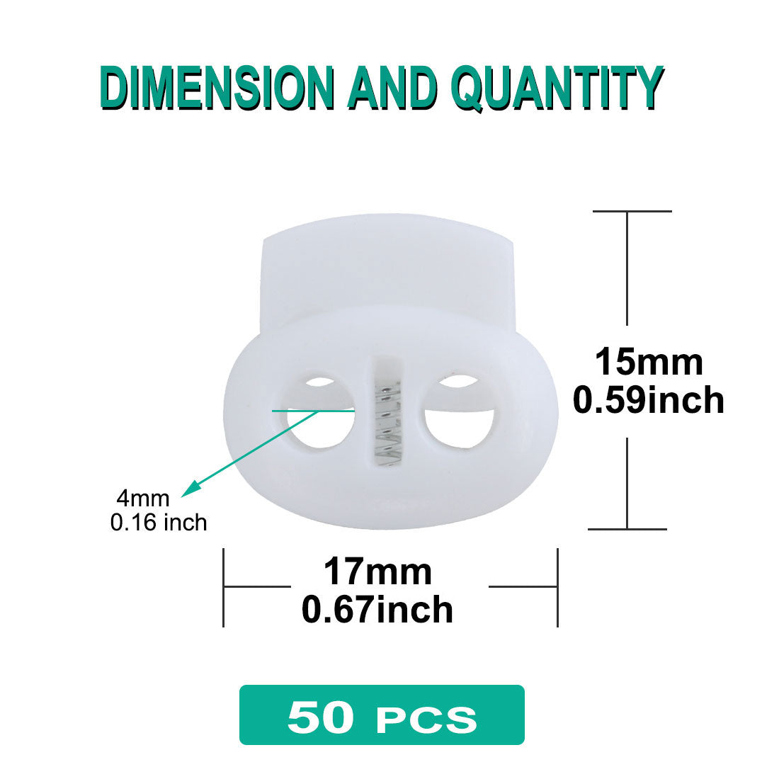 Harfington 50pcs Plastic Spring Cord Locks Double Hole End Rope Fastener Slider